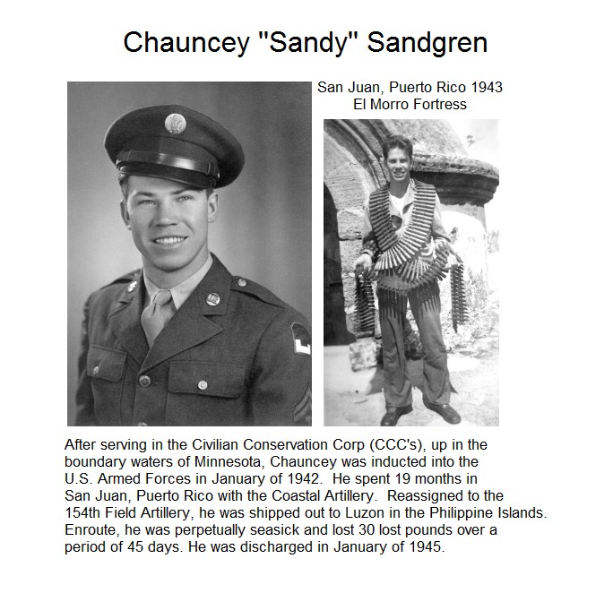 Photo and Army history of Chauncey Sandgren